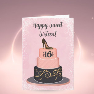 Glücklicher Sweet Sixteen Modekuchen Karte