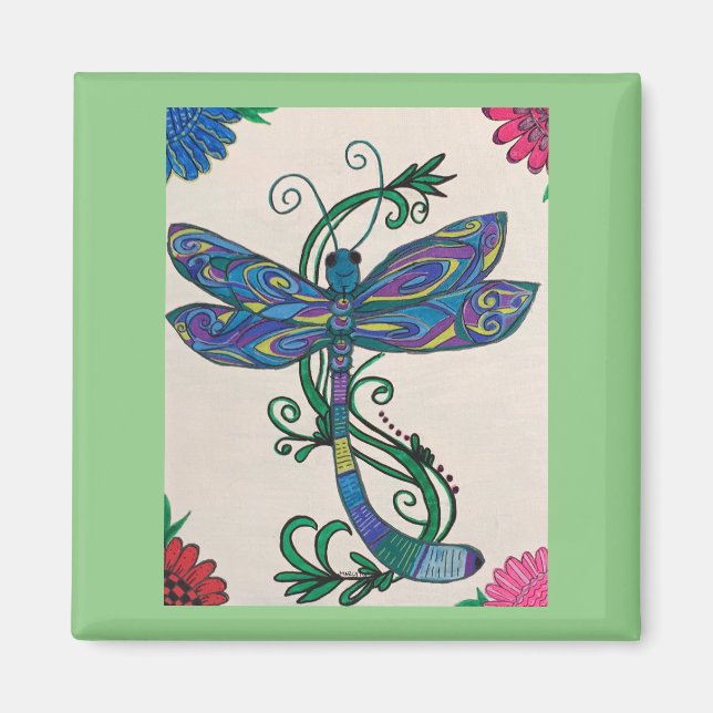 Glücklicher Symbol Dragonfly-Designmagnet Magnet (Vorne)