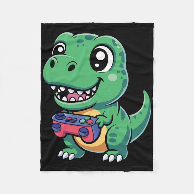 Glücklicher T-Rex mit Spielcontroller Süßer Gamer  Fleecedecke (Vorderseite)