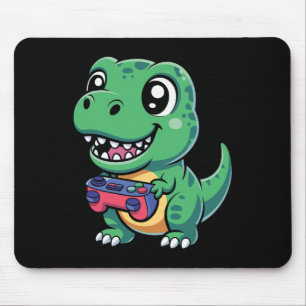 Glücklicher T-Rex mit Spielcontroller Süßer Gamer- Mousepad