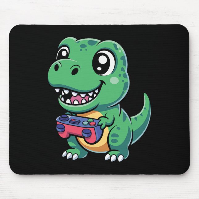 Glücklicher T-Rex mit Spielcontroller Süßer Gamer- Mousepad (Vorne)
