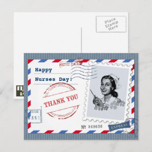Glücklicher Tag der Krankenschwestern. Retro Nurse Postkarte