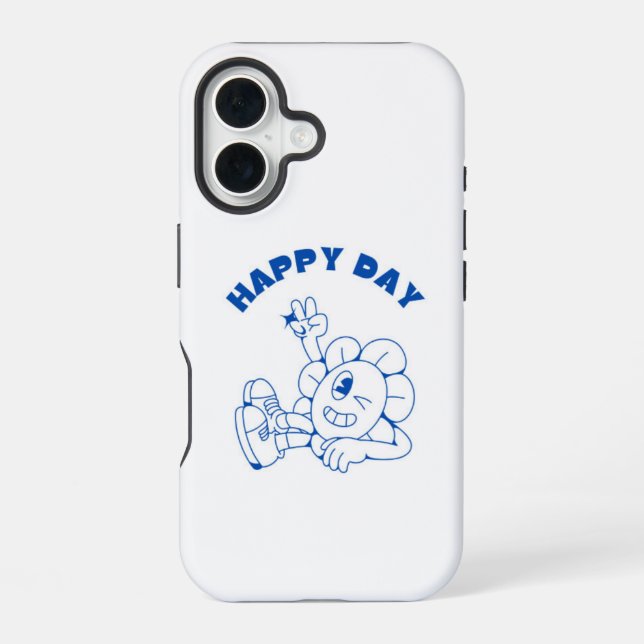 glücklicher Tag iPhone 16 Hülle (Rückseite)