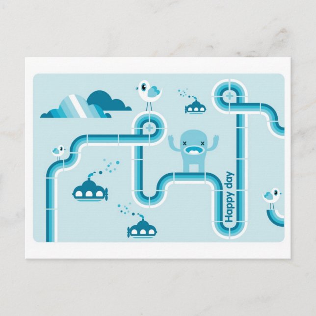 glücklicher Tag Postkarte (Vorderseite)