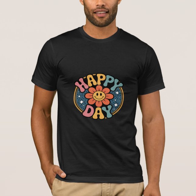 Glücklicher Tag Smiley-Blume T-Shirt (Vorderseite)
