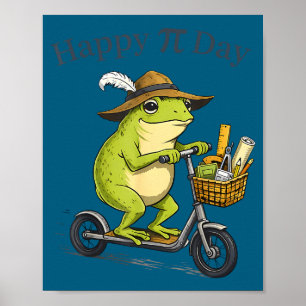 Glücklicher Tag Torte 3.14 Frosch Scooter lustiger Poster