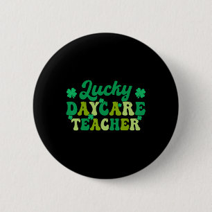 Glücklicher Tagesstätten-Lehrer Shamrocks Irischer Button