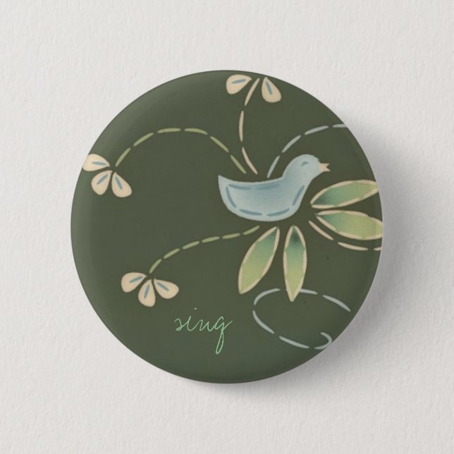 glücklicher Tagesvogel, singen Button (Vorderseite)
