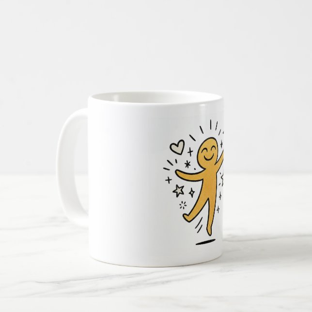 Glücklicher Tanz Kaffeetasse (Vorderseite Links)