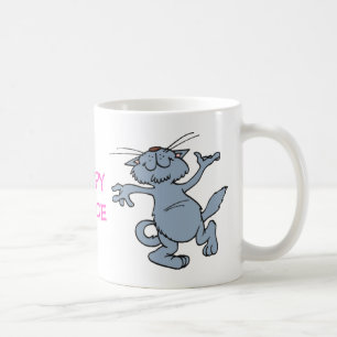 Glücklicher Tanz-lustige frohe Tanzen-Katze Tasse