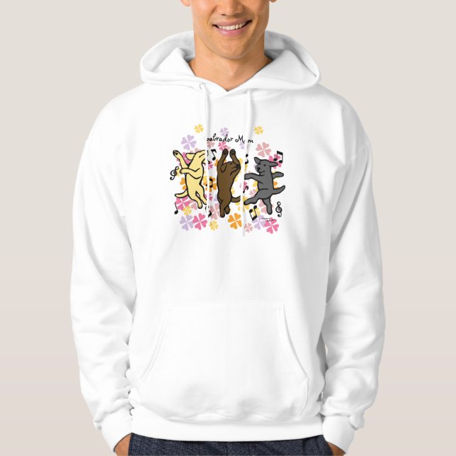 Glücklicher tanzender Labrador-Trio-Cartoon mit Hoodie (Vorderseite)