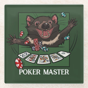 Glücklicher Tasmanischer Teufel Charakter Poker Ca Glasuntersetzer