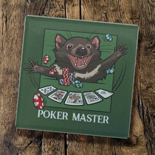 Glücklicher Tasmanischer Teufel Charakter Poker Ca Glasuntersetzer