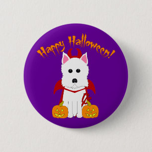 Glücklicher Teufel Halloweens Westie Button