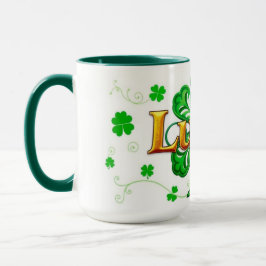 Glücklicher Text Shamrock-Muster St. Patrick's Tasse