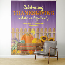 Glücklicher Thanksgiving Pumpkin Sonnenblumen Herb Wandteppich