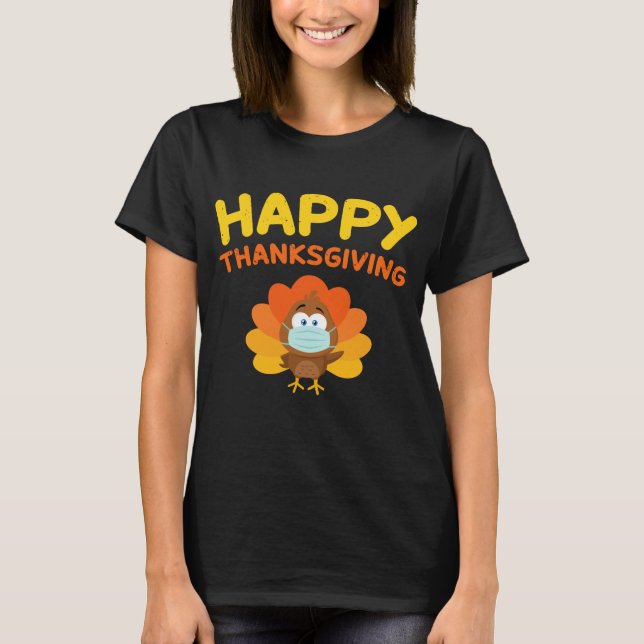 Glücklicher Thanksgiving Türkei Gesicht Maske Funn T-Shirt (Vorderseite)