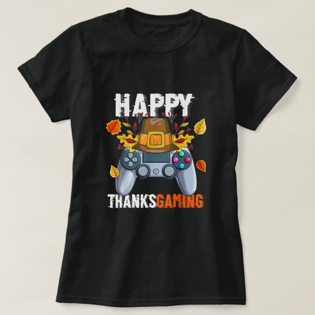 Glücklicher Thanksgiving Video Game Controller Pil T-Shirt (Design vorne)