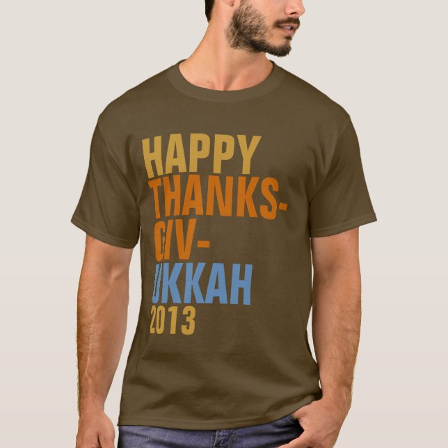Glücklicher Thanksgivukkah mutiger Text T-Shirt (Vorderseite)
