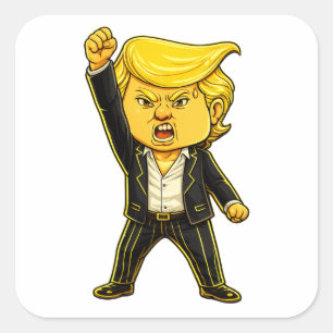 Glücklicher Trump Lustiger Trump Kampf Kampf Wüten Quadratischer Aufkleber