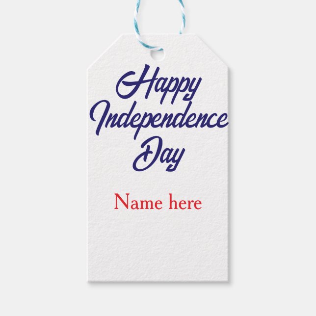 glücklicher Unabhängigkeitstag rot blau Name ameri Geschenkanhänger (Vorderseite)