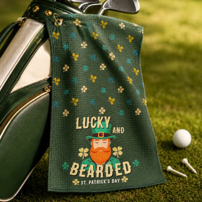 Glücklicher und bärtiger St. Patrick’s Day Leprech Golfhandtuch (Von Creator hochgeladen)