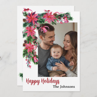 Glücklicher Urlaub 1 Foto Aquarell botanisch Feiertagskarte