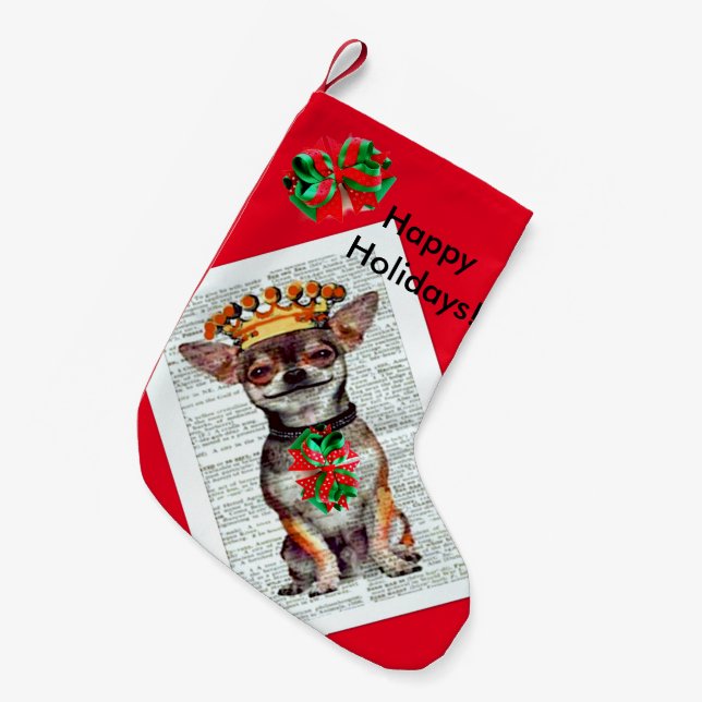 GLÜCKLICHER URLAUB CHIHUAHUA XMAS STRUMPF! KLEINER WEIHNACHTSSTRUMPF (Vorderansicht (hängend))