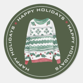 GLÜCKLICHER URLAUB, CHRISTMAS SWEATER RUNDER AUFKLEBER