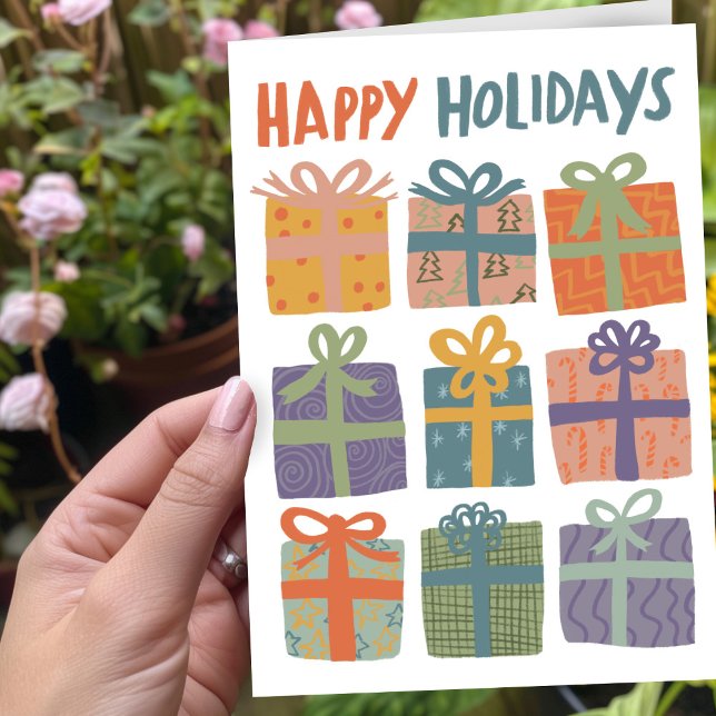 GLÜCKLICHER URLAUB Geschenke Weihnachten CUSTOM Ha (HAPPY HOLIDAYS Gifts Christmas CUSTOM Hand-Drawn Holiday Greeting Card - add your own text inside
)