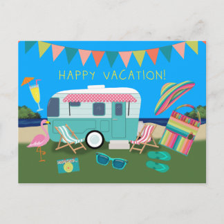 Glücklicher Urlaub Lakeside Camping Postkarte