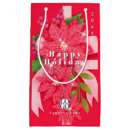 Glücklicher Urlaub Neujahr Geschäft Logo Rot Kleine Geschenktüte