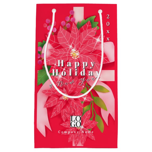 Glücklicher Urlaub Neujahr Geschäft Logo Rot Kleine Geschenktüte (Vorderseite)