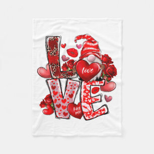 Glücklicher Valentins-Gnom-Herz Valentinstag-Paar Fleecedecke