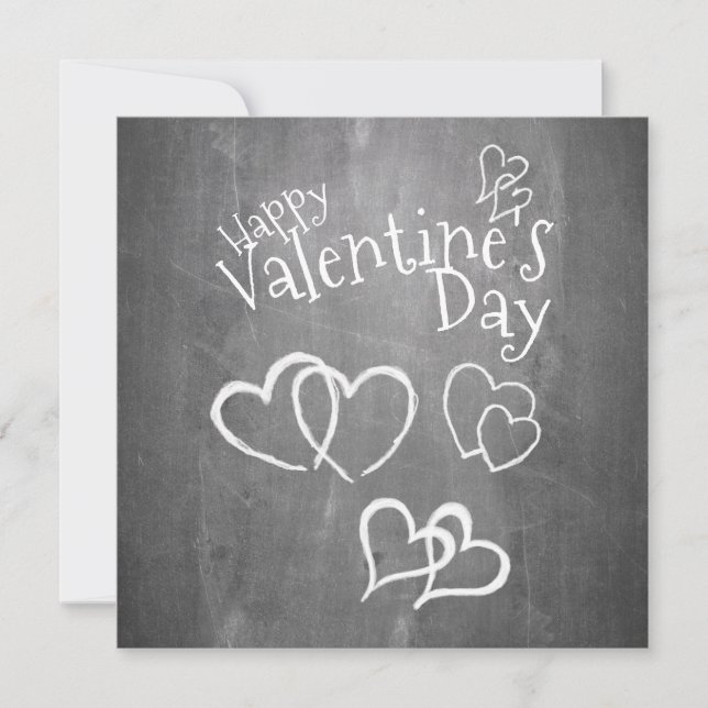 Glücklicher Valentinstag auf einem Kreidebrett (Vorderseite)