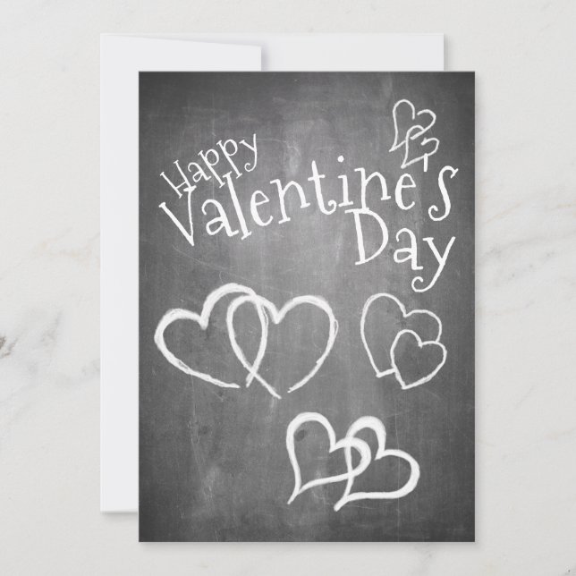Glücklicher Valentinstag auf einem Kreidebrett (Vorderseite)