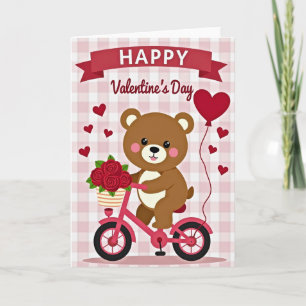 Glücklicher Valentinstag-Bär-Rosen-Karte Karte