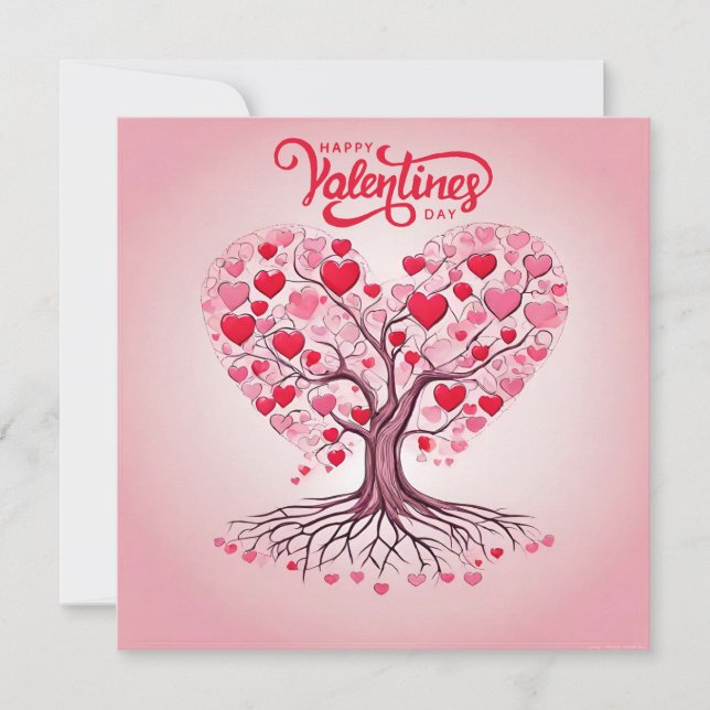 Glücklicher Valentinstag Baum der Liebe Feiertagskarte (Vorderseite)