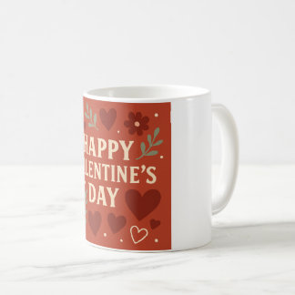 Glücklicher Valentinstag Becher – Rote Herzen & Fl Kaffeetasse