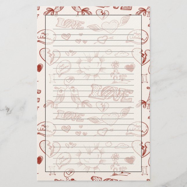 Glücklicher Valentinstag Briefpapier (Vorderseite)