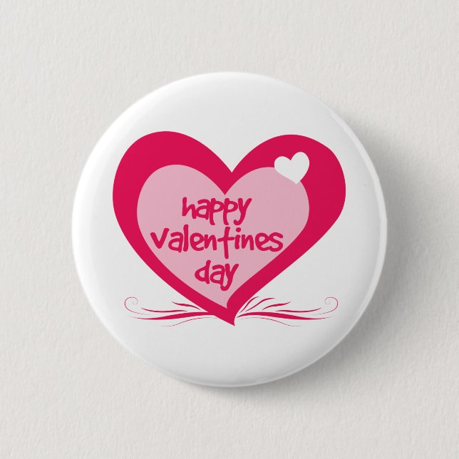 Glücklicher Valentinstag Button (Vorderseite)