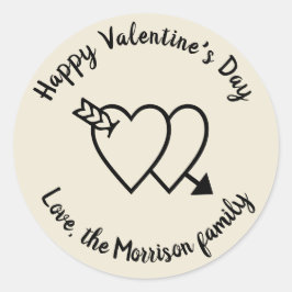 Glücklicher Valentinstag der weißen Herzen Brauch Runder Aufkleber