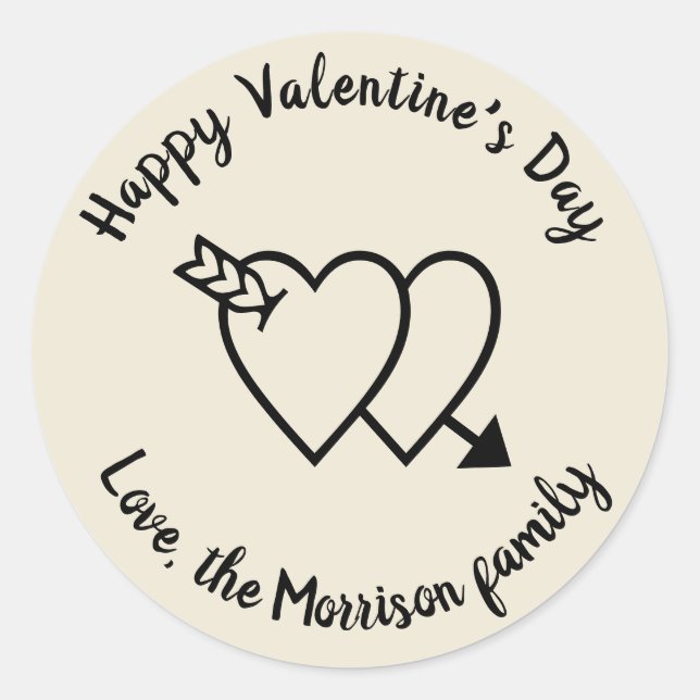 Glücklicher Valentinstag der weißen Herzen Brauch Runder Aufkleber (Vorderseite)