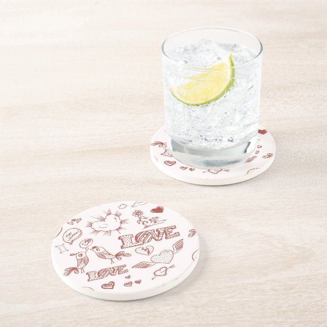 Glücklicher Valentinstag Getränkeuntersetzer (Seite)