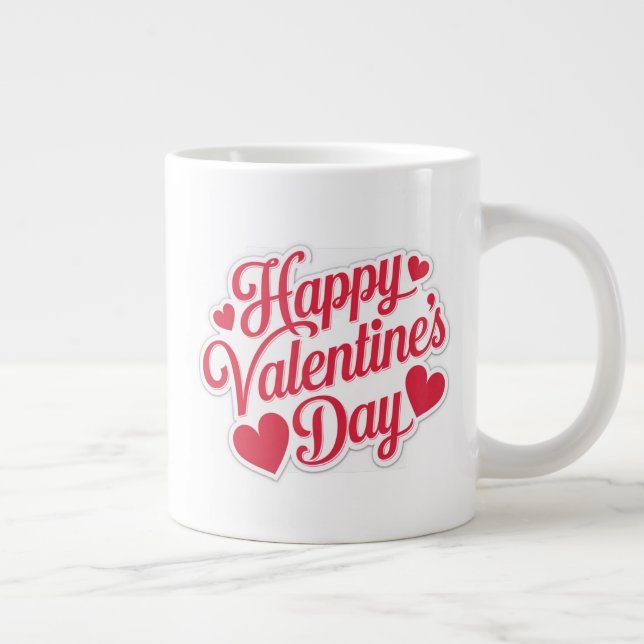 "Glücklicher Valentinstag Gruß Design Jumbo-Tasse (Rechts)