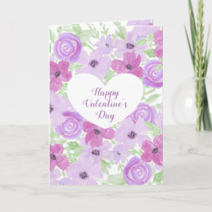 Glücklicher Valentinstag Hübsche Lila Blüte Karte