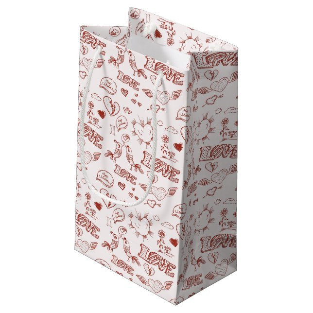 Glücklicher Valentinstag Kleine Geschenktüte (Rückseite Schrägansicht)