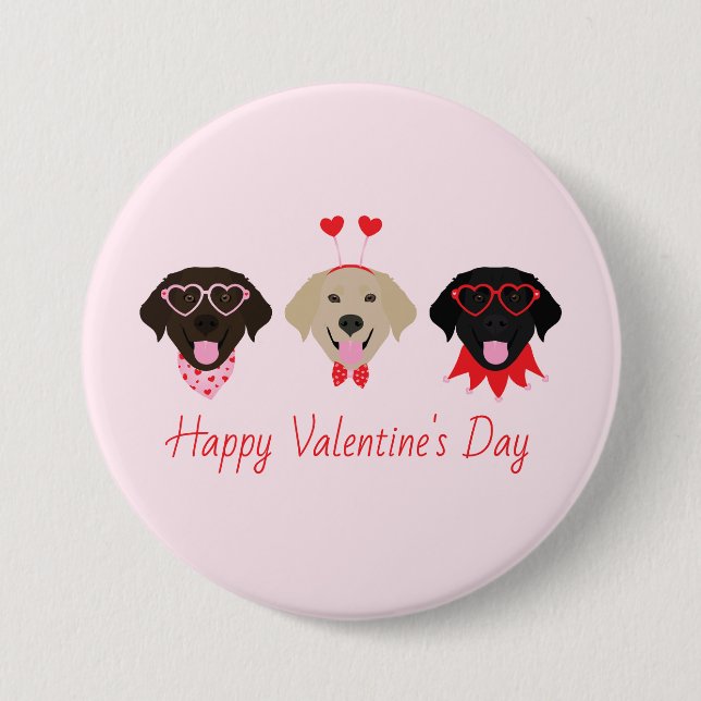 Glücklicher Valentinstag Labrador Retriever Hunde Button (Vorderseite)