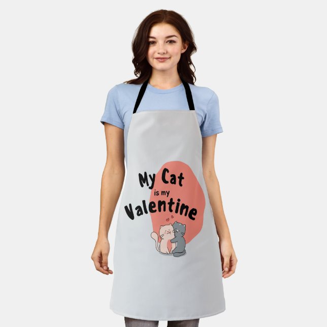 Glücklicher Valentinstag - meine Katze ist mein Va Schürze (Getragen)