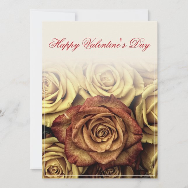 Glücklicher Valentinstag mit gelbem Rosenbuquet (Vorderseite)